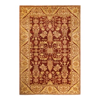 Vintage Traditional Hand Knotted Wool Area Rug, Orange - 6'1" X 8'10" For Sale
