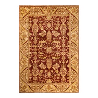 Vintage Traditional Hand Knotted Wool Area Rug, Orange - 6'1" X 8'10" For Sale