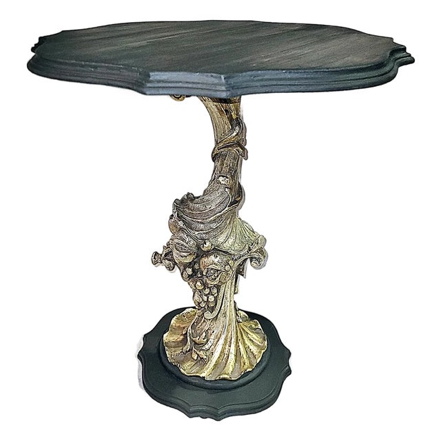 1960s Rococo Painted & Silvered Side Table For Sale