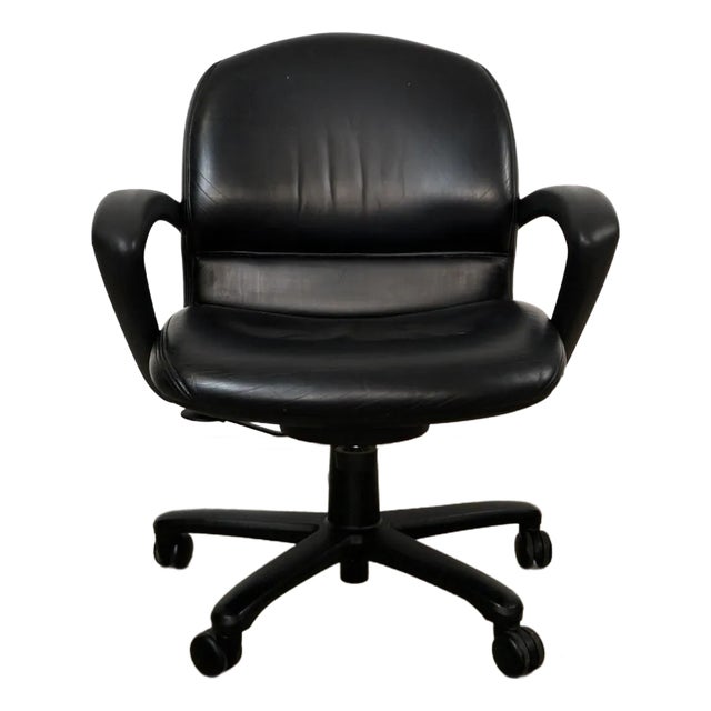 椅子 vintage 90's Postmodern Chair 1990's Postmodern Steelcase Black Leather Office Desk Chair