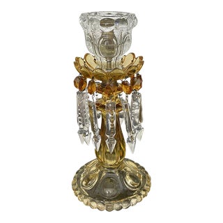 1950's Mid Century Amber Crystal Baccarat France Medallion Series Candle Holder For Sale