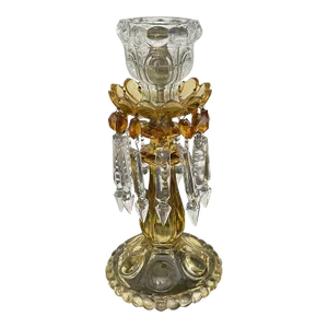 1950's Mid Century Amber Crystal Baccarat France Medallion Series Candle Holder