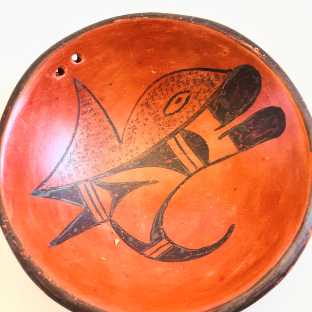 Rustic Vintage Hopi Pottery Red Earthenware Bowl by Vivian Muchvo For Sale - Image 3 of 10