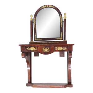 Early 19th Century Swedish or French Empire Majohamy and Gilt Pier or Dressing Table With Mirror