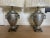Pair of Mid 20th Century Pewter Finish Lamps With New Linen Pleated Shades For Sale - Image 4 of 9