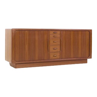 Dyrlund Mid Century Danish Teak Tambour Door Credenza For Sale