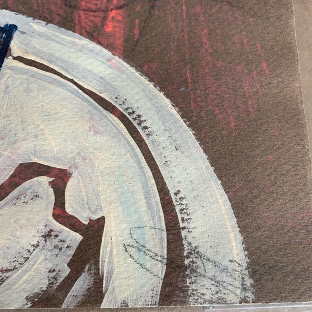 Llegible Artist Signature Modern Expressionist Portrait Mixed Media Lithograph For Sale In Panama City, FL - Image 6 of 6