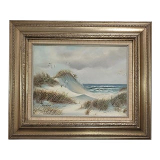 1990s Sand Dunes Beach Oil Painting Framed For Sale