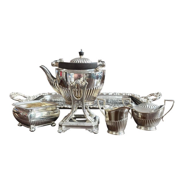 Tiffany Vintage Tilting Teapot Service Art Deco Fluted - Set of 5 For Sale