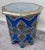 Moroccan Boho Chic White Brass Inlaid Side or End Table in Blue, a Pair For Sale - Image 10 of 12