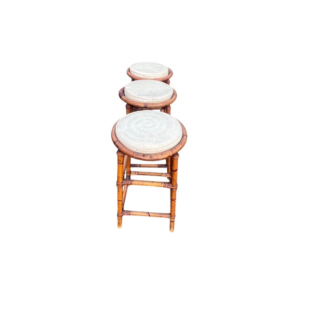 Vintage Rattan Bamboo Bar Stools For Sale - Image 11 of 12