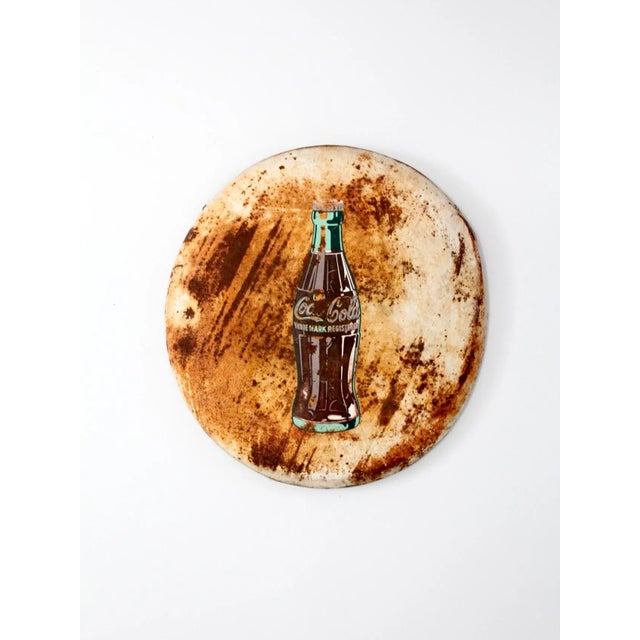 Vintage Coca-Cola Round Button Sign For Sale - Image 10 of 10