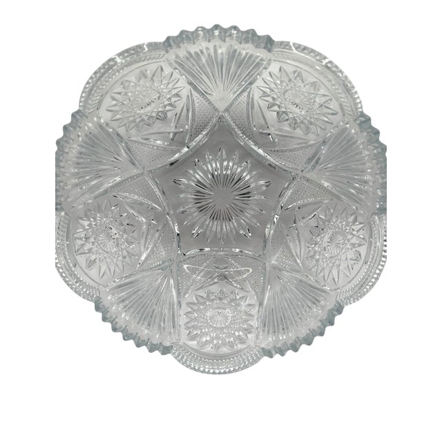 Early 20th Century Vintage American Brilliant Period Cut Glass Bowl With Hobstar Sawtooth Rim For Sale - Image 5 of 12