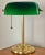 Mid 20th Century Art Deco Emeraldite Shade Brass Banker Lamp With Ball Pull For Sale - Image 11 of 11