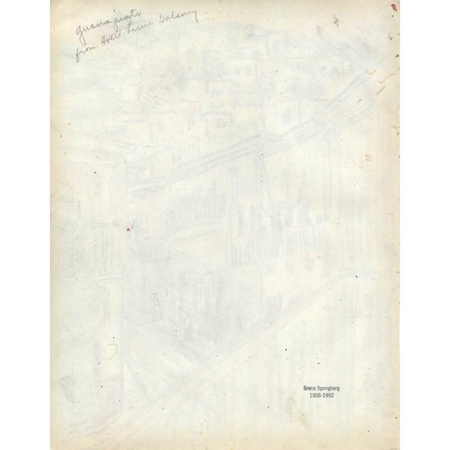 Mid-Century Modern 1940s Grace Spongberg Guanajuato Mexico Hotel Luna Drawing For Sale - Image 3 of 3