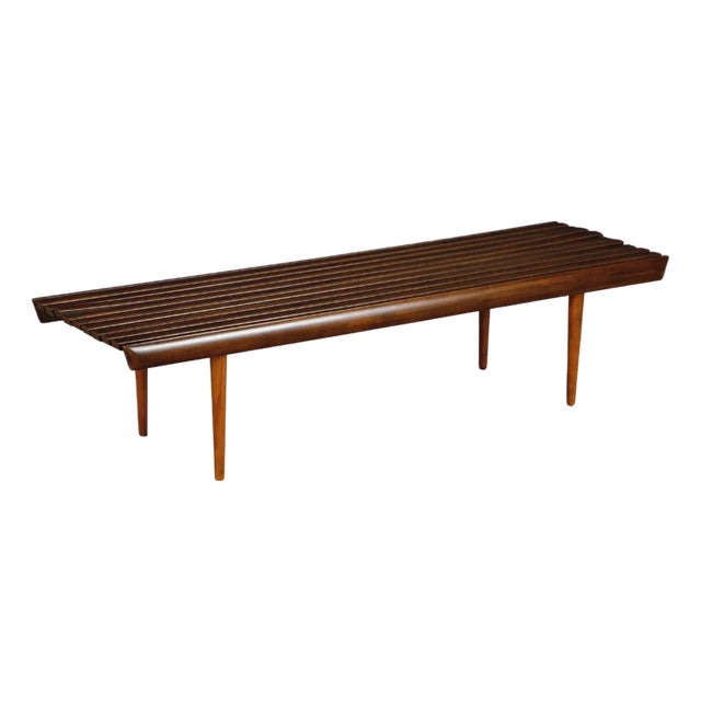 Mid-Century Modern Walnut Slatted Bench or Coffee Table, 1960s, Refinished For Sale