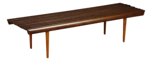 Mid-Century Modern Walnut Slatted Bench or Coffee Table, 1960s, Refinished