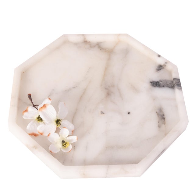 This marble decorative accent tray in the shape of an octagon will add modern glam appeal to your home. You can use this...