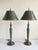 Tole hand-painted Chinoiserie style candlestick table lamps by high-quality lighting Bradburn Home. Featuring motifs of...