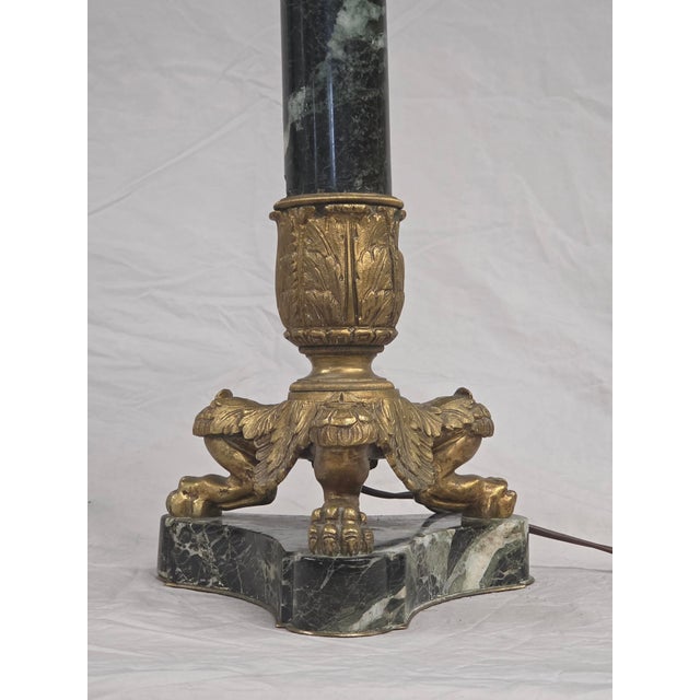 Metal Vintage French Empire Neoclassical Style Marble and Gilt Bronze Table Lamps - a Pair For Sale - Image 7 of 14