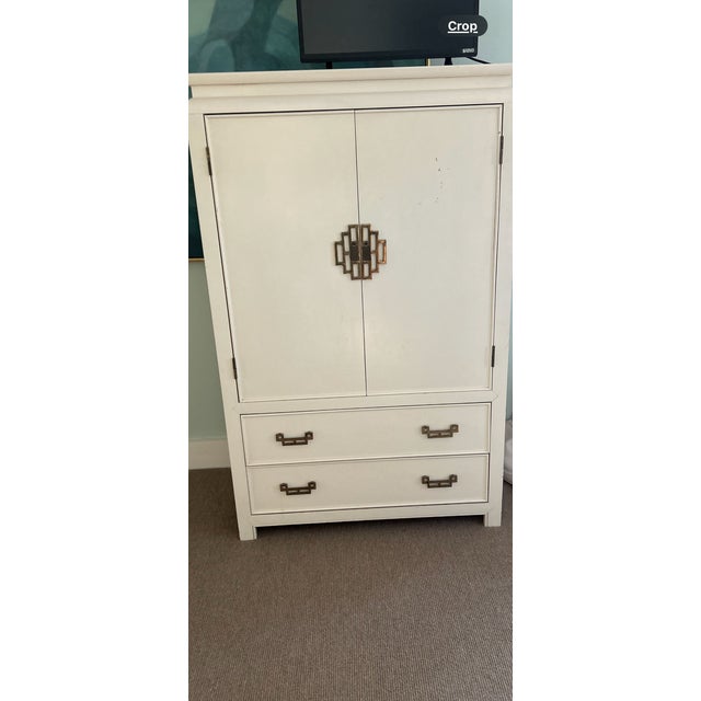 1960s 1960s Ming Style Cream Armoire/Storage Cabinet For Sale - Image 5 of 13