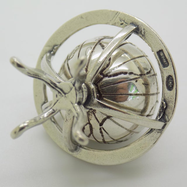 Silver Vintage Italian Handmade Silver Spinning Globe Miniature, Tuscany, Arezzo, Italy, 1980s For Sale - Image 8 of 13