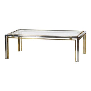 Italian Modernist Low or Coffee Table of Chrome and Brass, Attrib. Romeo Rega For Sale