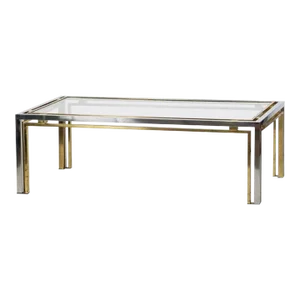 Italian Modernist Low or Coffee Table of Chrome and Brass, Attrib. Romeo Rega