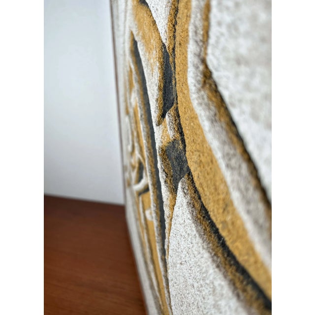Wood Mid-Century Modern Hand Carved Stone Wall Relief with Fish Design, 1960s For Sale - Image 7 of 18