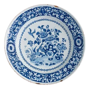 Large Blue and White Dish, 1700s