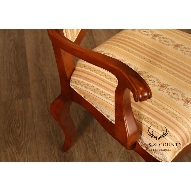 Century French Provincial Style Pair Of Upholstered Ladderback Armchairs For Sale - Image 18 of 18