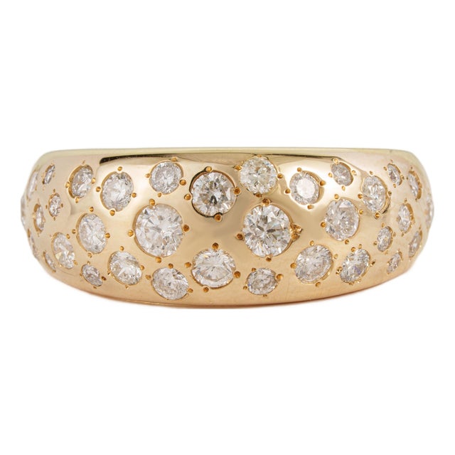 Contemporary Natural Diamond Wide Band Bombe Ring in 14k Solid Gold Size 8 For Sale
