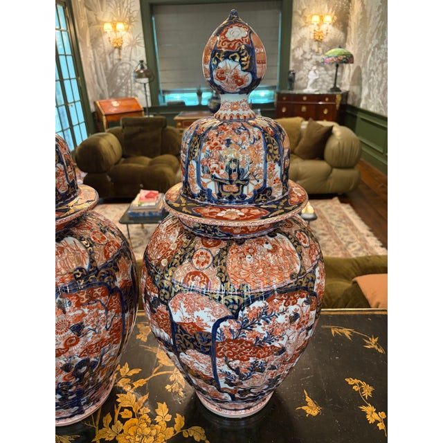 A very classic pair of lobed and ribbed imari temple jars made during the edo period. It's rare to find a pair that have...