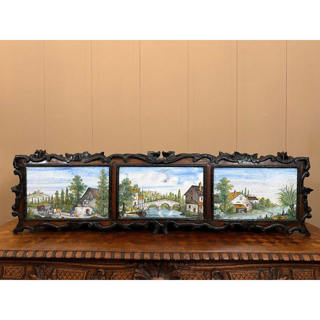 Antique French Jardiniere Planter Black Forest Loebnitz Faience Walnut c1870. Direct from France, a truly impressive...