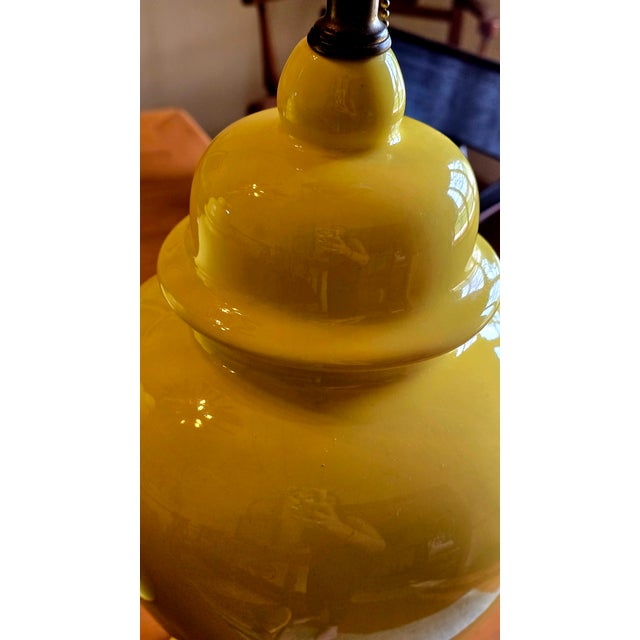 Vintage Grandmillennial Style Yellow Gingerjar Lamps For Sale - Image 14 of 14