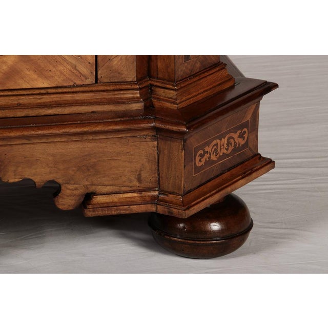 Antique Baroque Walnut Cabinet with Pilasters, Corinthian Capitals and Inlays, Vienna, Austria, 1750s For Sale - Image 12 of 18