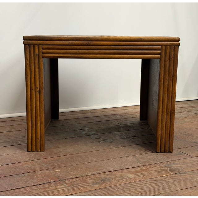Faux Split Reed Style Side Table in the Manner of Gabriella Crespi For Sale In New York - Image 6 of 13