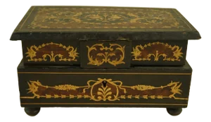 Antique Italian Sorrento Wood Jewelery Box, 1800s