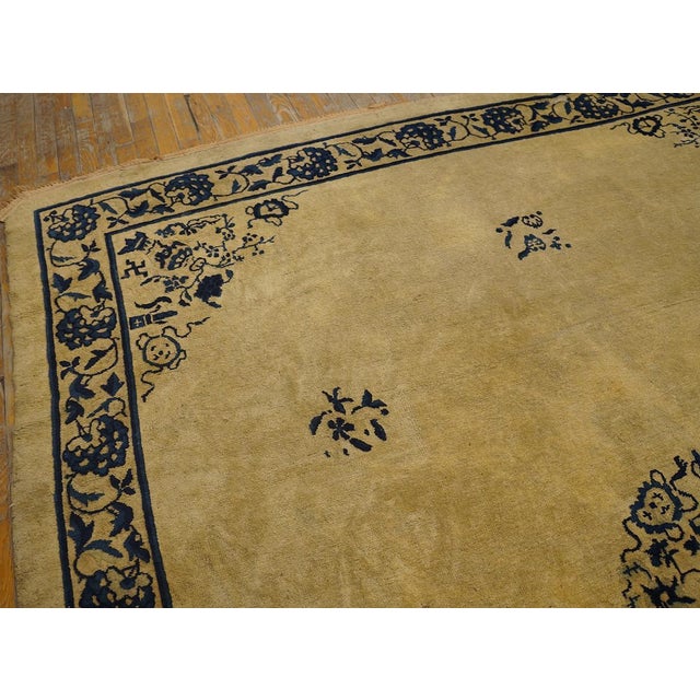Wonderful Beige and Blue Color With Small Florid Design Antique Chinese Peking Rug For Sale In New York - Image 6 of 8