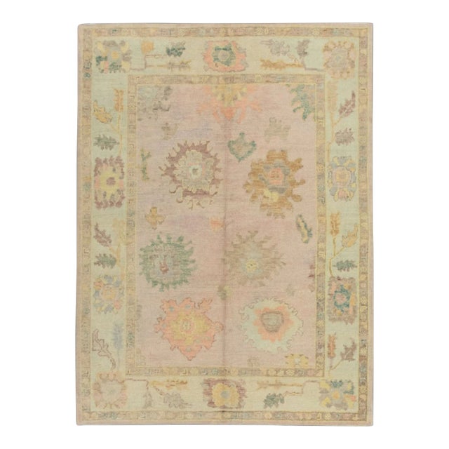 Modern Turkish Oushak Rug 5'1" x 6'9" For Sale