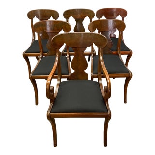 Vintage Traditional Empire Style Mahogany Dining Chairs - Set of 6 For Sale