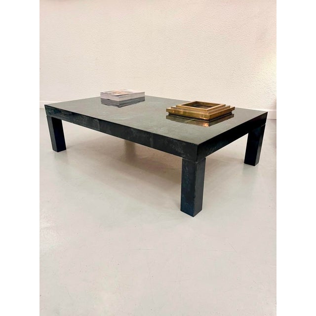 Green Green Goatskin Coffee Table attributed to Aldo Tura, Italy, 1970s For Sale - Image 8 of 11