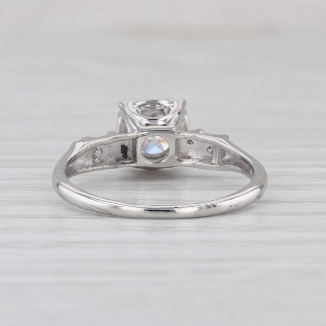 Vintage Round 0.64ctw Diamond Engagement Ring 900 Platinum Size 7.25 For Sale - Image 4 of 8