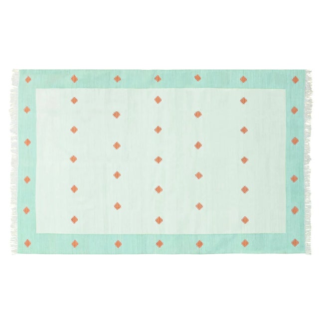 Textile Kolkata Rug, 8' x 10', Seaglass, Terra Cotta and White For Sale - Image 7 of 7