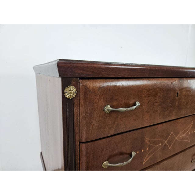 Vintage Six-Drawer Oak Chest of Drawers with Glass Top, 1960 For Sale - Image 9 of 18