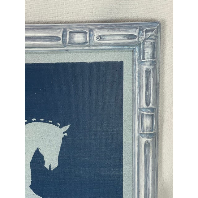 Primitive Horse Painting in Navy & Slate Blue For Sale In Cincinnati - Image 6 of 9