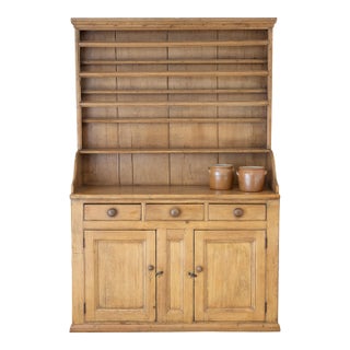 Antique English Pine Kitchen Dresser With Plate Rack - Circa 1860 For Sale