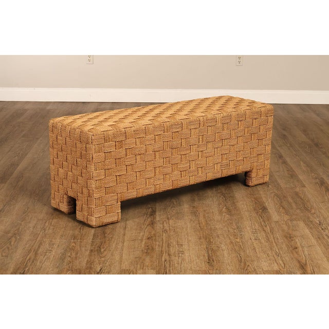 Transitional Lane Furniture Woven Rope Bench For Sale - Image 3 of 18