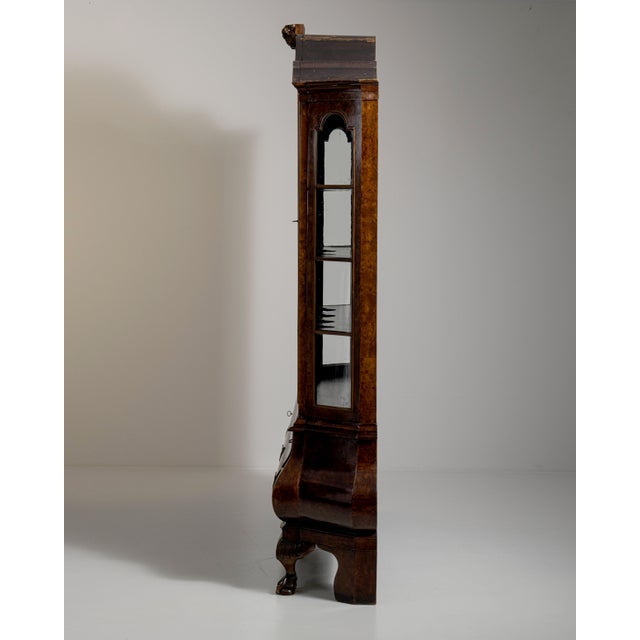 Wood 19th Century Chestnut Brown Dutch Vitrine with Brass Hardware For Sale - Image 7 of 15