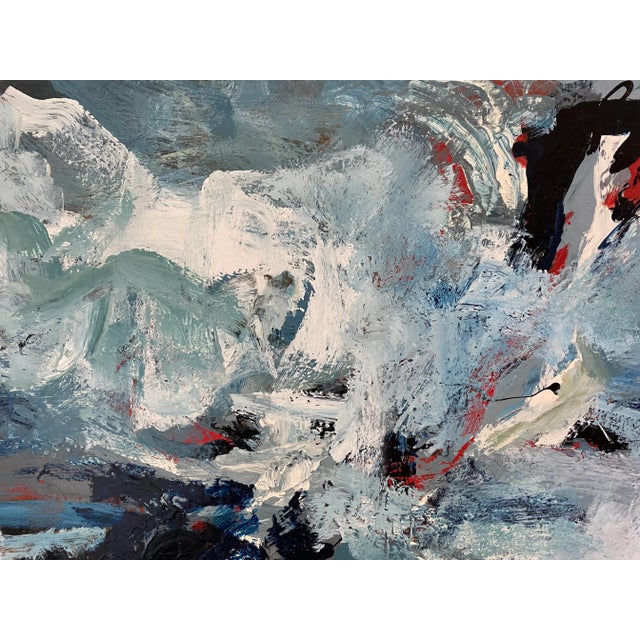 Blue Blue & White Abstract Painting by Mary Hetherington For Sale - Image 8 of 12